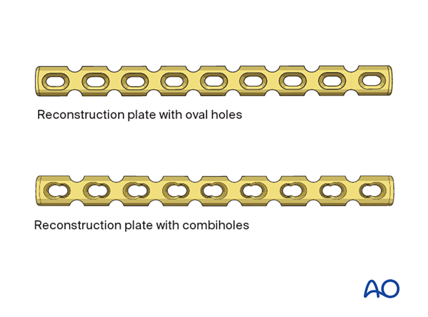 Reconstruction plates with oval holes and combiholes