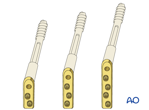 Sliding hip screws with different plate length