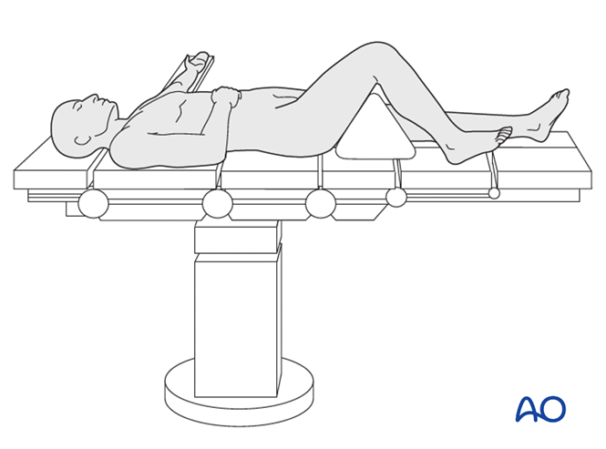 Supine position knee flexed 90°