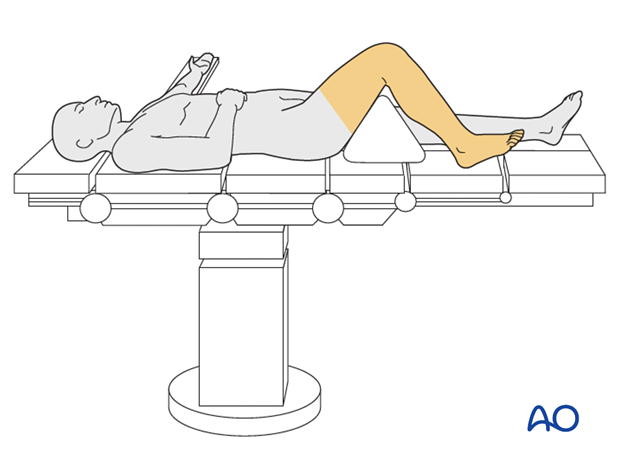 Supine position with knee flexed 90°