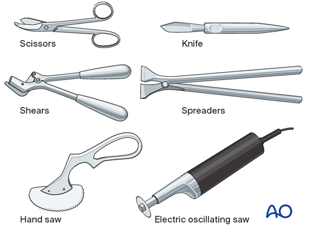 42_X110_i260 tibial fracture reduction and cast application, equipment