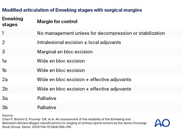 Modified articulation of Enneking stages with surgical margins