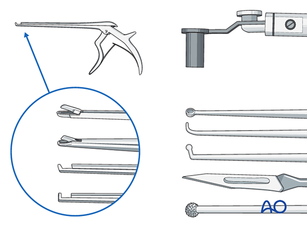 Recommended instruments for Posterior microscopic tubular cervical foraminotomy (PMTCF)