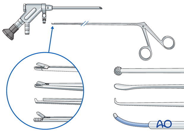 Recommended instruments for Posterior endoscopic cervical foraminotomy (PECF)