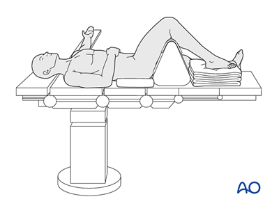 Supine position with knee flexed 90°