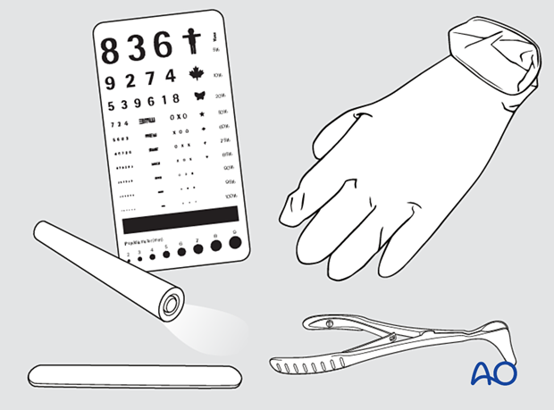 examination of patients with midfacial injuries - instruments for clinical examination