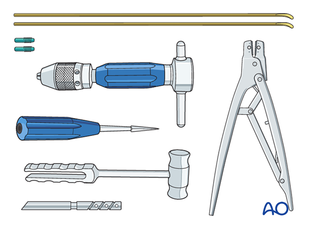 Instrument set for elastic nailing