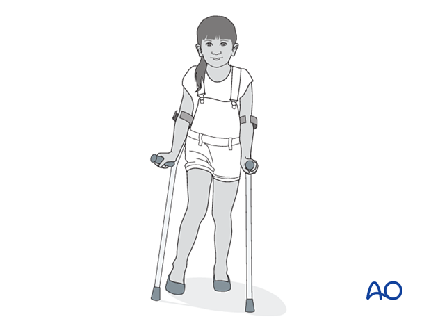Touch-weight bearing with crutches