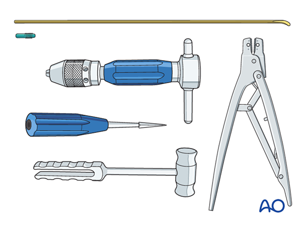 Instrument set for elastic nailing