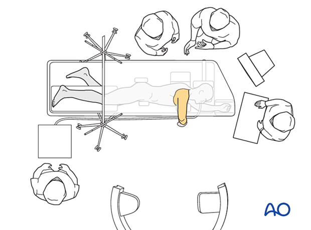 Operating room set-up with patient in lateral decubitus position