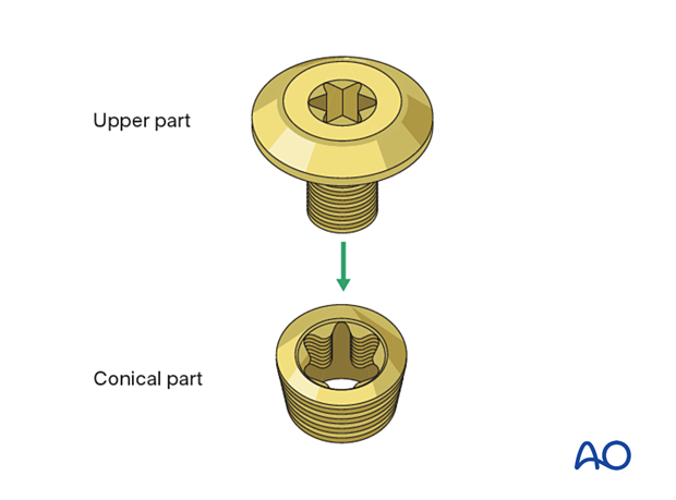 Peri-implant fixation options: The locking attachment plate is secured to the plate with a connection screw