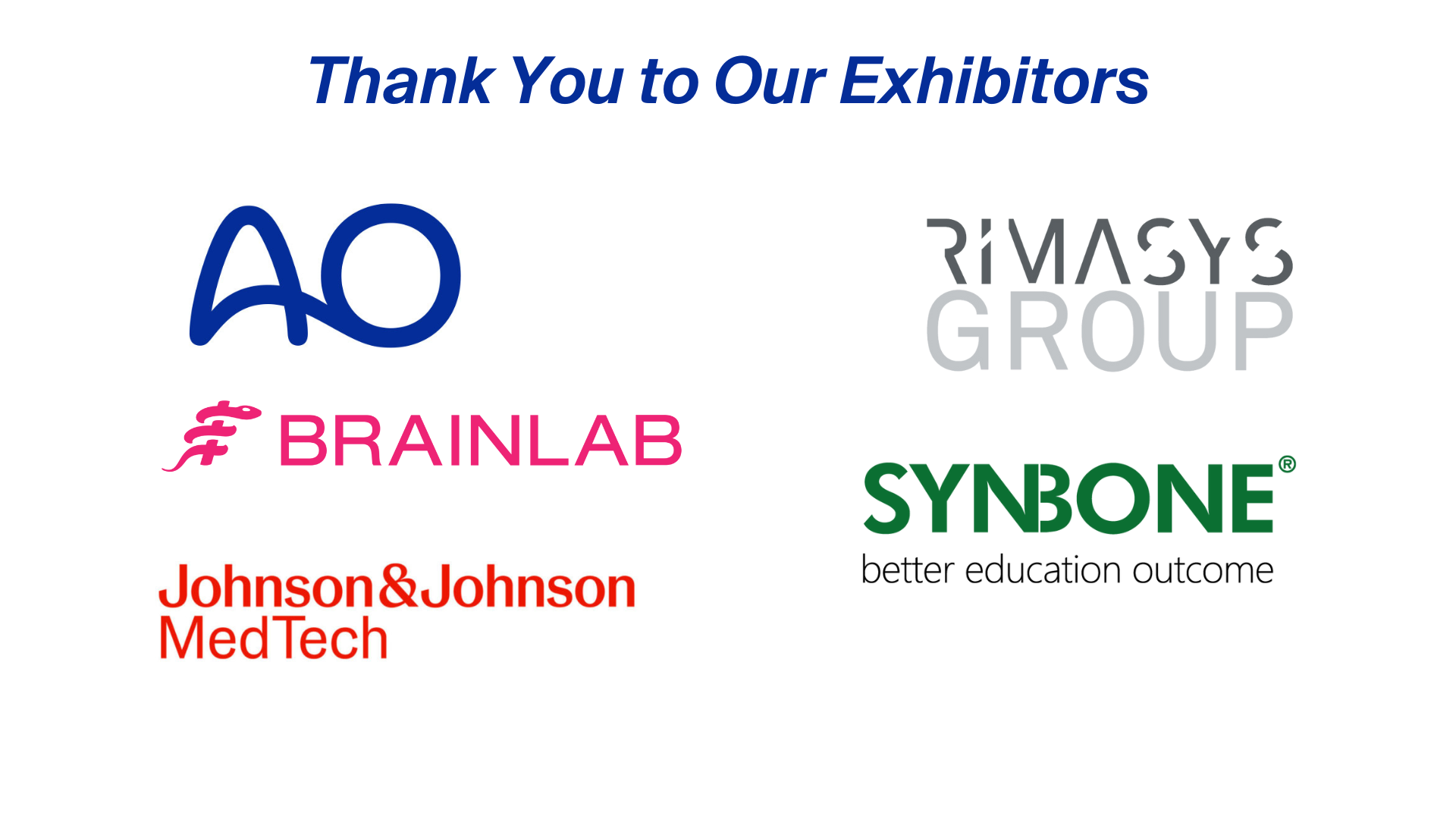 OneAO 2025 - Exhibitor Logos