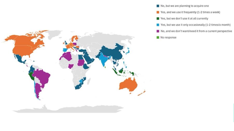 Heatmap of global adoption of spinal navigation 2025